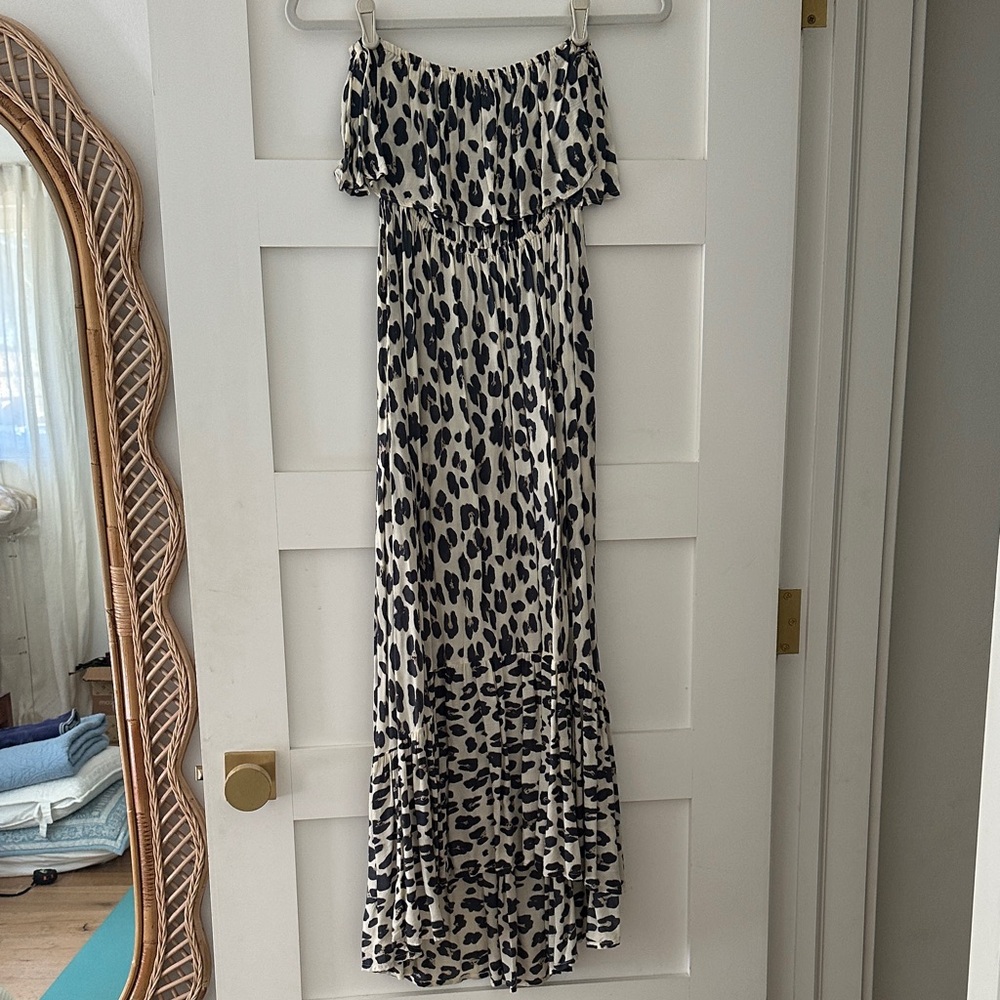 Leopard Print Strapless Maxi Dress